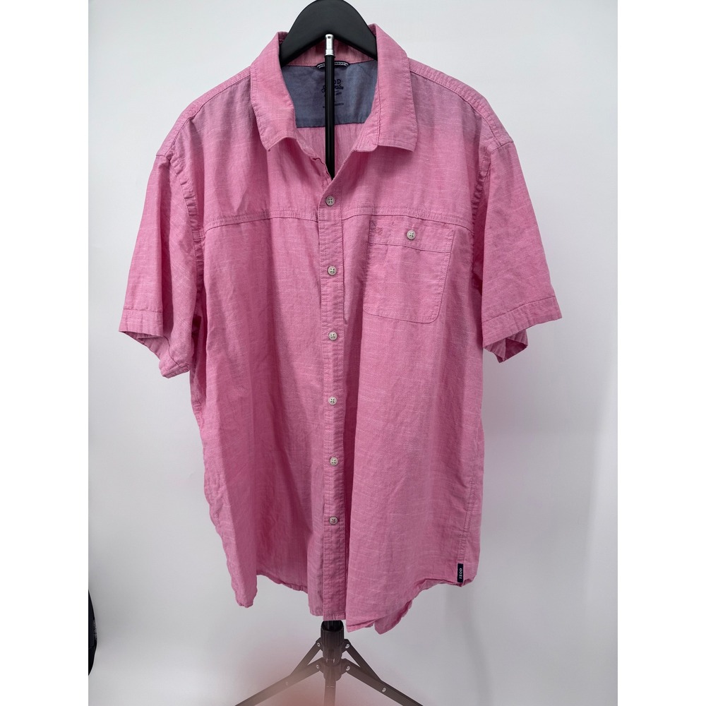 IZOD Saltwater Relaxed Classics Mens XXL Pink Short Sleeve Cotton Button Down
